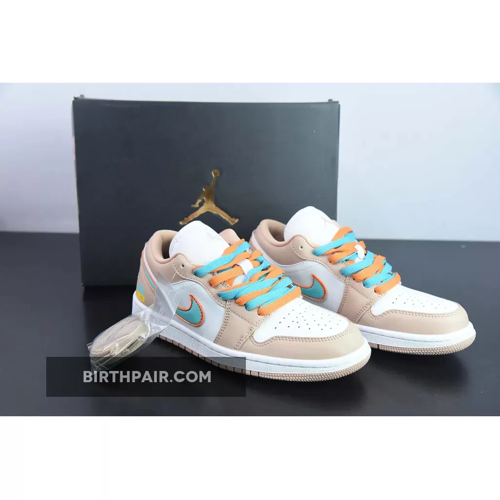 Custom Air Jordan 1 Low Sunset Haze/White/Bright Citrus