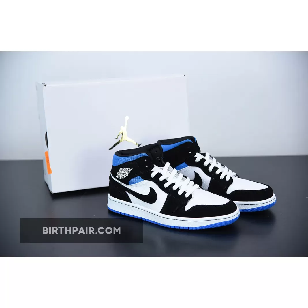 Air Jordan 1 Mid Royal Black White BQ6472-102 - jordan 1 royal black