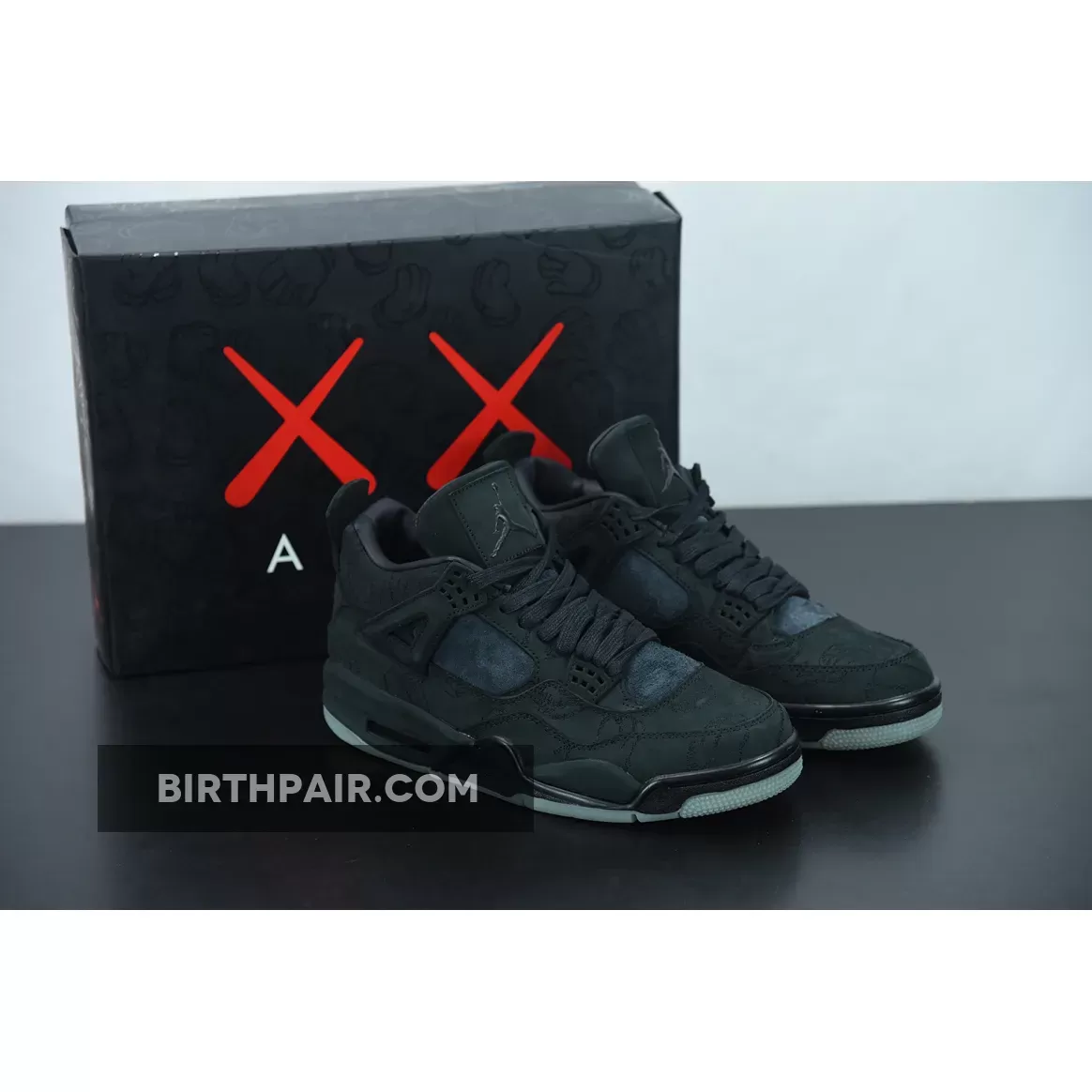 KAWS x Air Jordan 4 Black/Black-Clear Glow / kaws x air jordan 4 retro ...