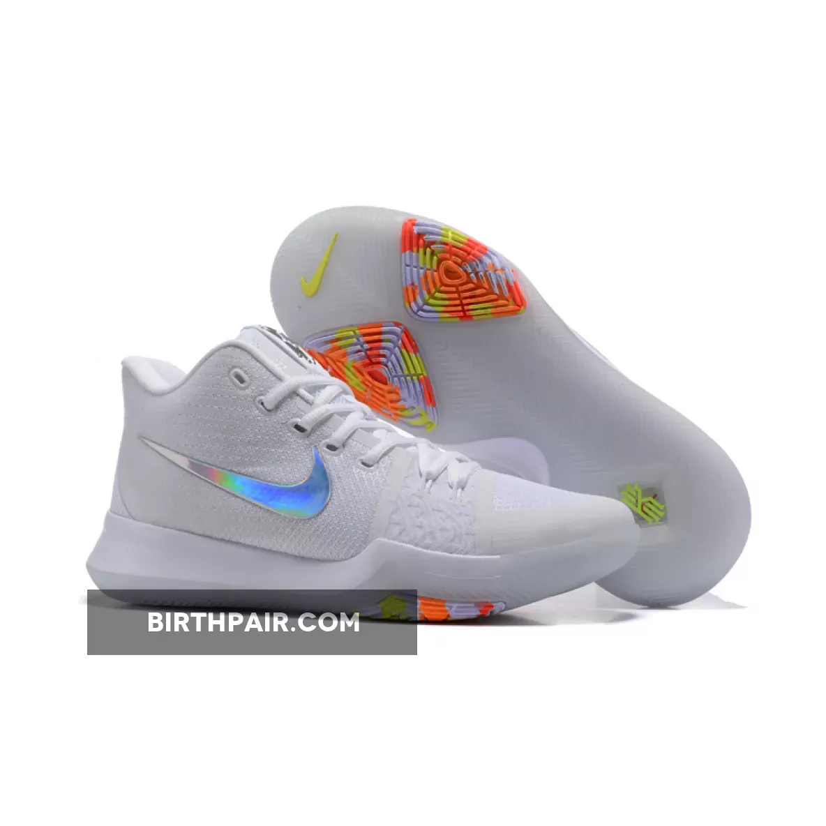 Nike Kyrie 3 Time To Shine Pure Platinum/Multicolor-Volt On Sale 852416-001 To Buy