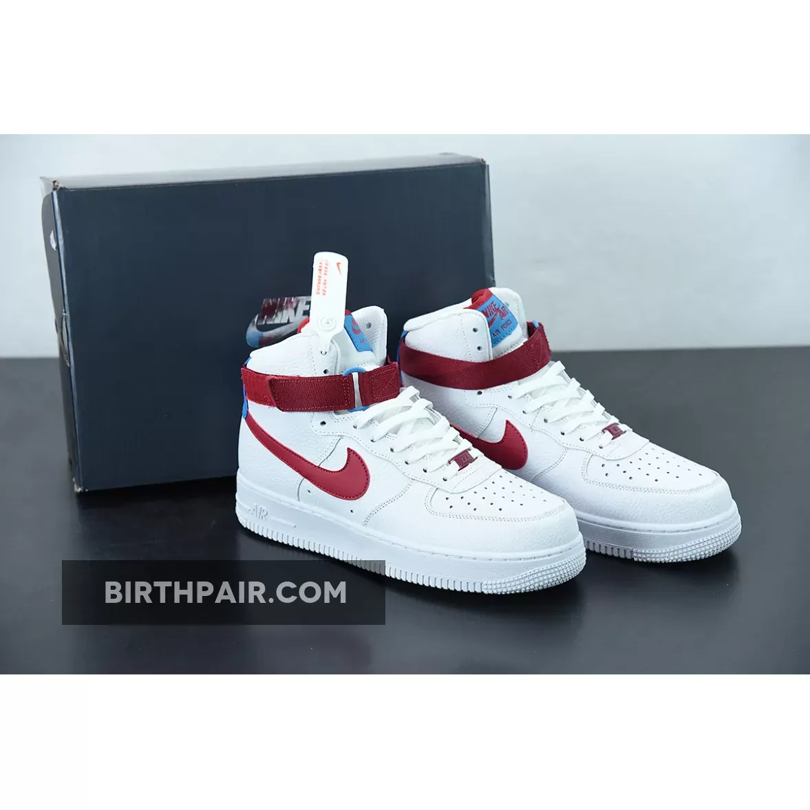 Nike Air Force 1 High White/Team Red/Green Abyss 334031-119 Discount