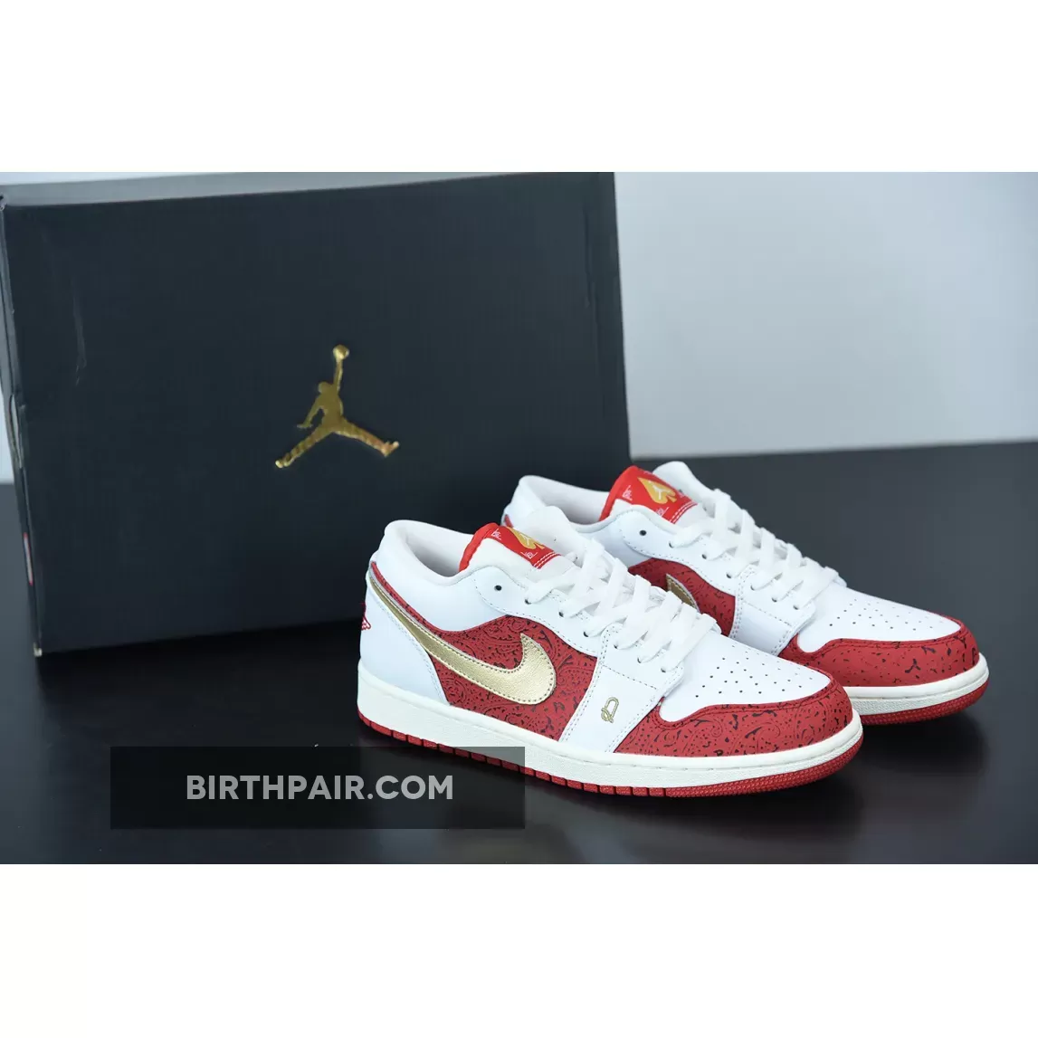 Air Jordan 1 Low 'Spades' White Red Gold / jordan 1 spade