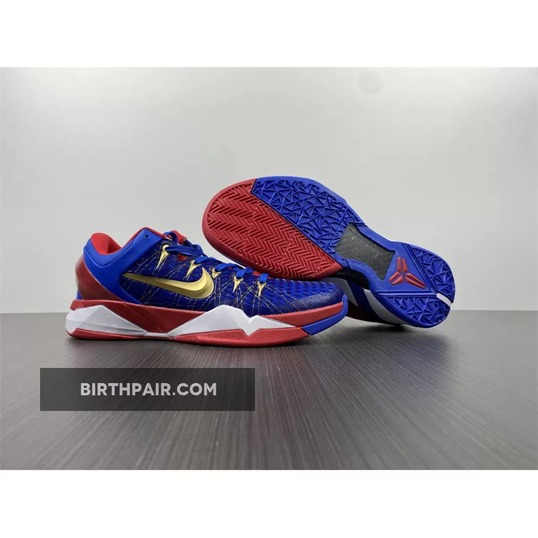 Nike Kobe 7 System Blue Red Gold White #kobe shoes blue and white