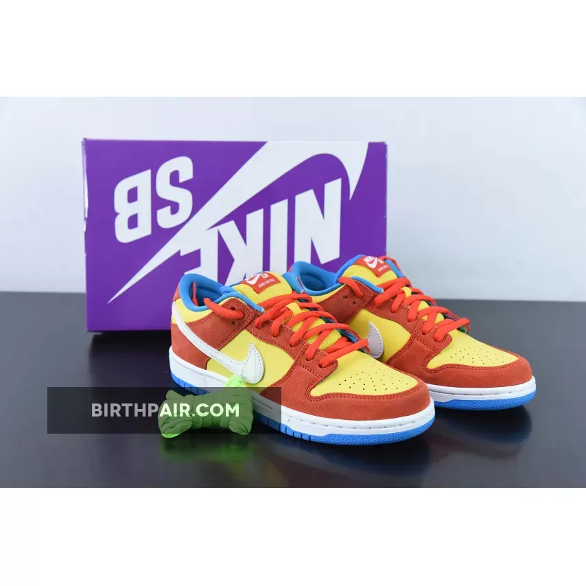 Nike SB Dunk Low 'Bart Simpson' Habanero Red/White-Blue Hero - nike dunk simpsons