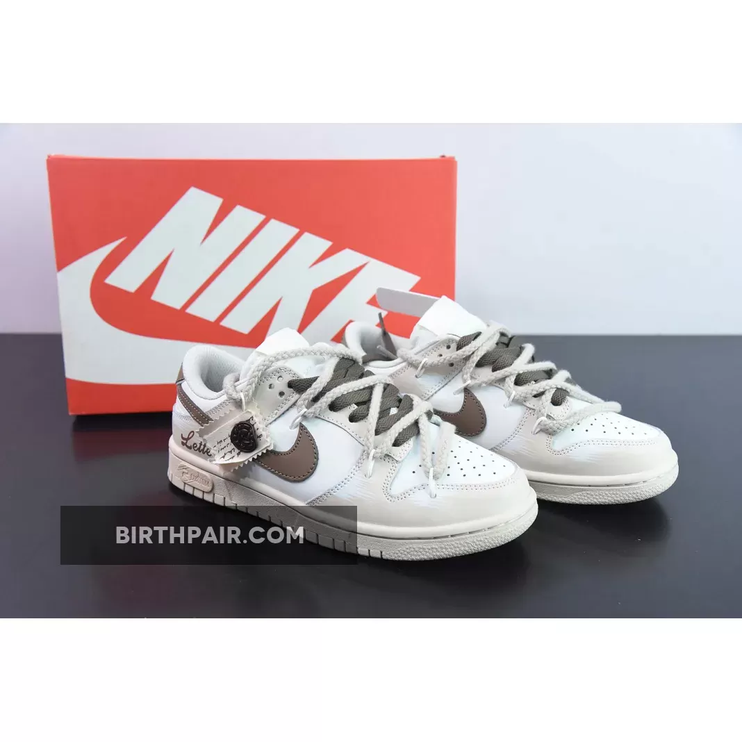 Custom Nike WMNS Dunk Low White/Coconut Milk-Brown 1685777663 Online