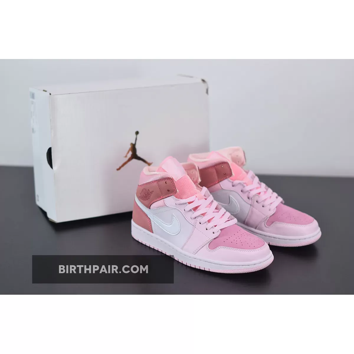 Air Jordan 1 Mid GS Digital Pink/White-Pink Foam-Sail CW5379-600 aj 1 digital pink