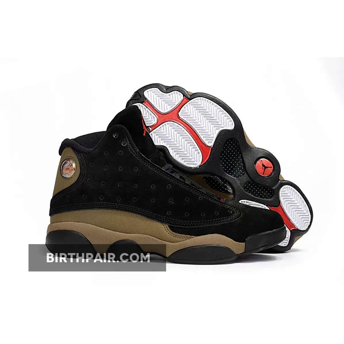 Air Jordan 13 'Olive' Black/True Red-Light Olive 414571-006 / Olive 13 Jordans