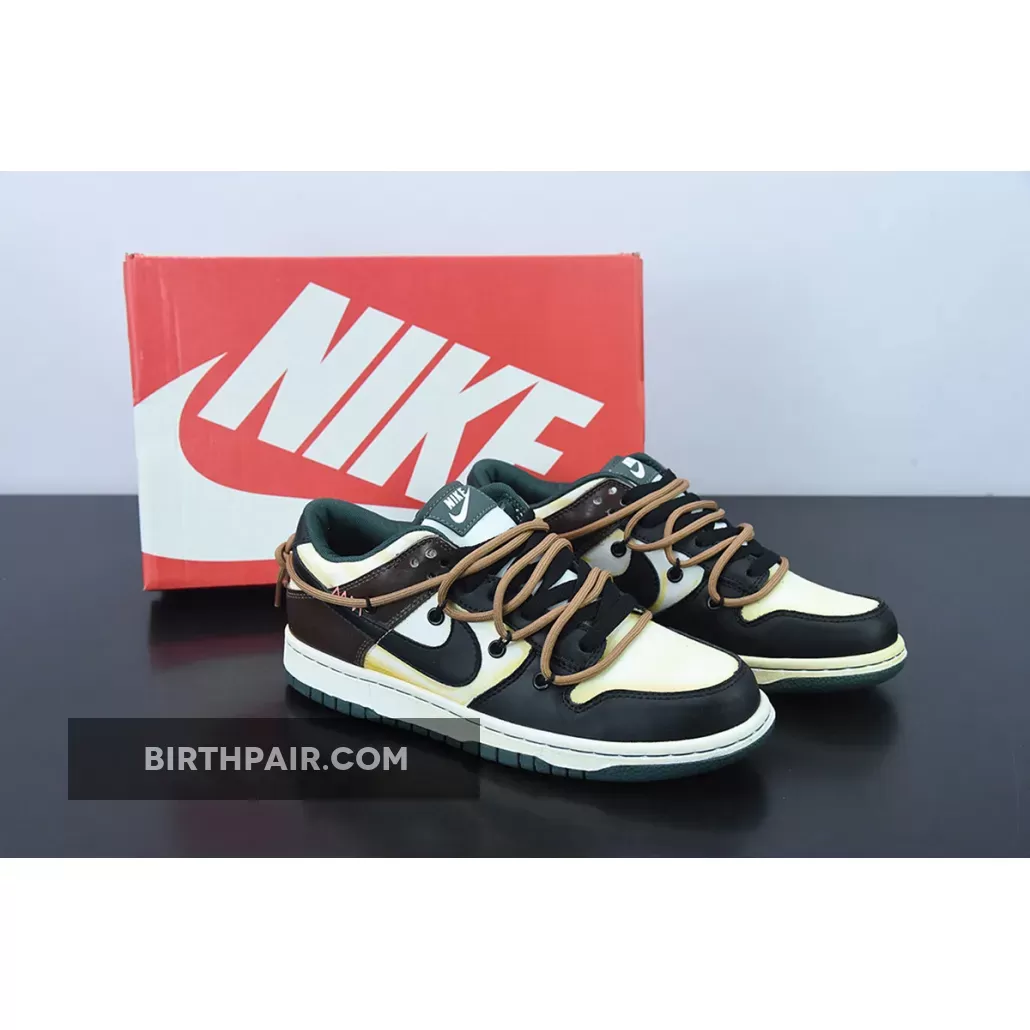 Custom Nike SB Dunk Low Black/White-Dark Mocha - mocha sail dunk low