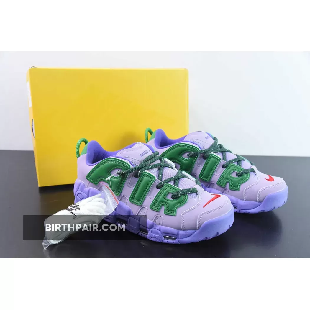 AMBUSH x Nike Air More Uptempo Lilac/Apple Green-University Red