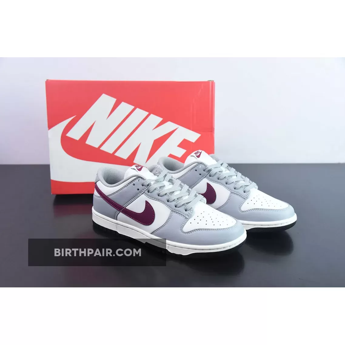 Nike Dunk Low Grey White Burgundy DD1503-122 maroon nike dunks