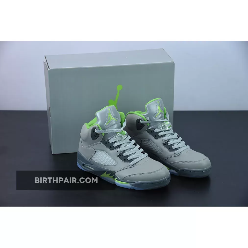 Air Jordan 5 Silver/Green Bean/Flint Grey DM9014-003 / retro 5 grey and green