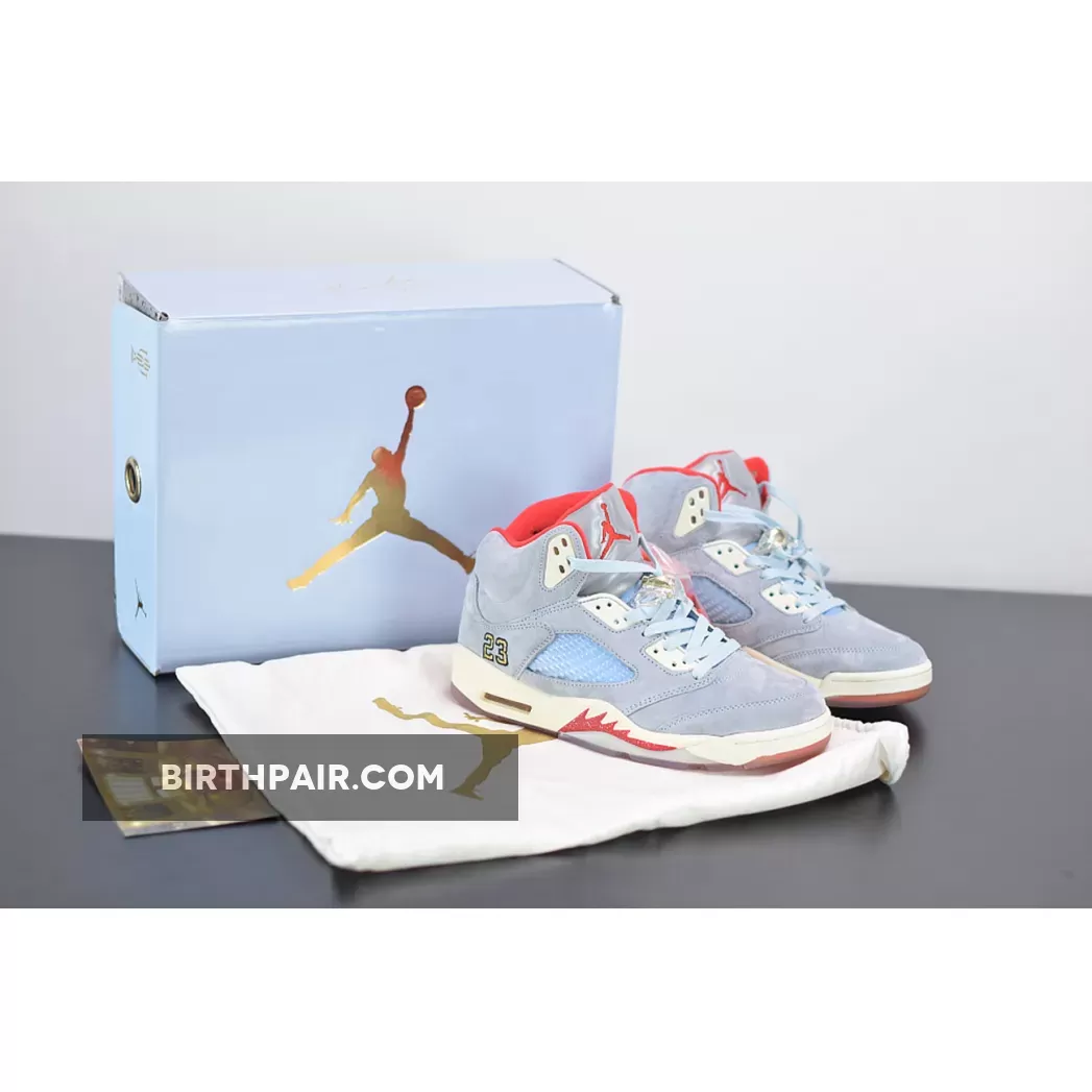 Jordan 5 Gold And White Trophy Room x Air Jordan 5 JSP Ice Blue/Sail-Metallic Gold-University Red