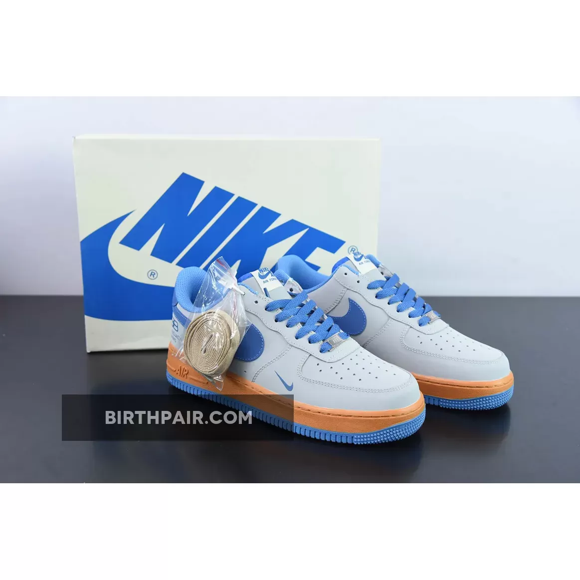 Custom Nike Air Force 1 Low Grey Blue Orange 1678610339 Discount