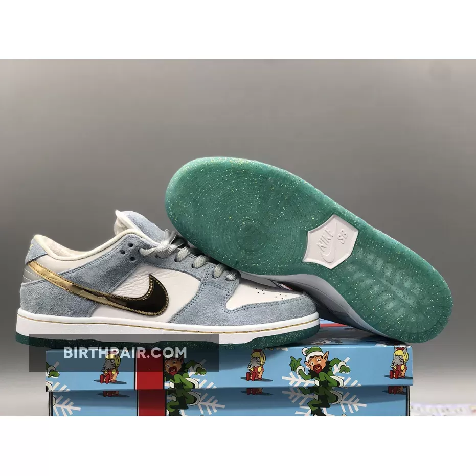 Nike Sean Cliver X Dunk Low Sb 'Holiday Special' White/Psychic Blue/Metallic Gold / Sean Cliver Sb