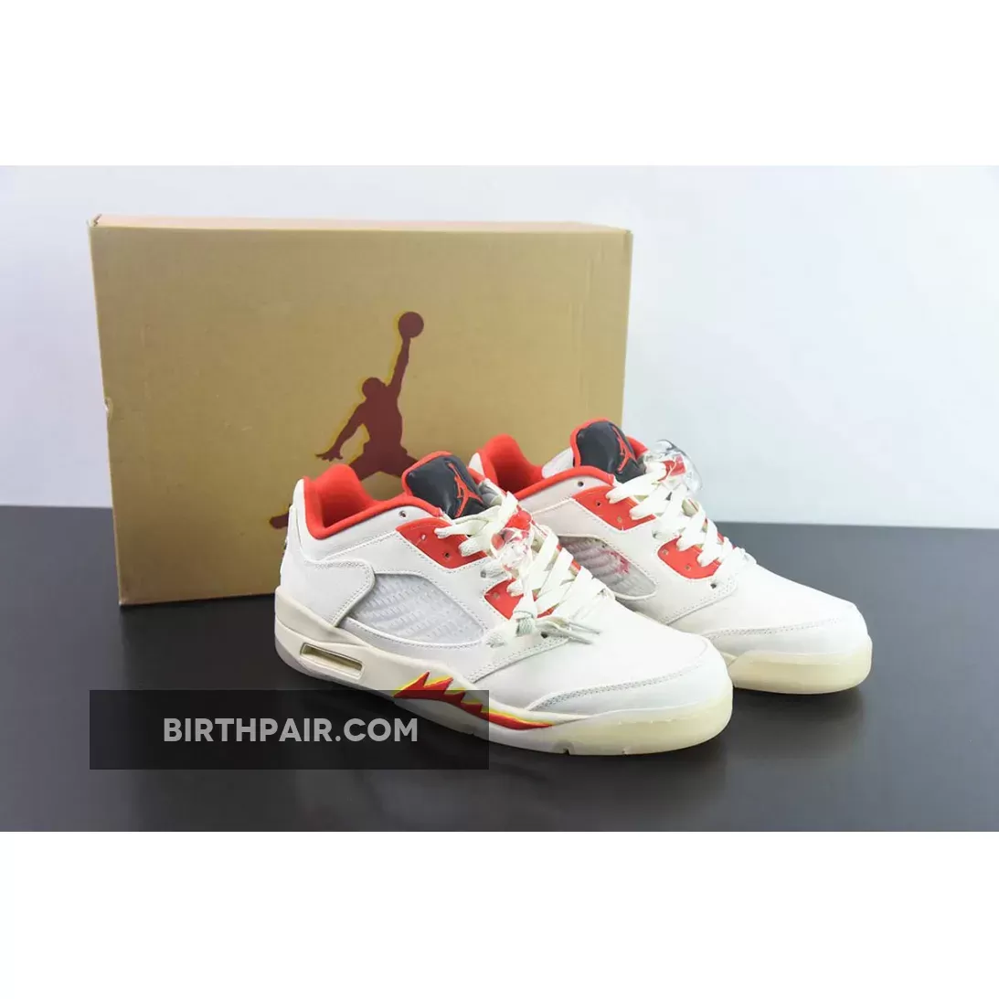 Chinese Jordan 5 Air Jordan 5 Low 'CNY' Sail/Chile Red-Opti Yellow-Pearl White