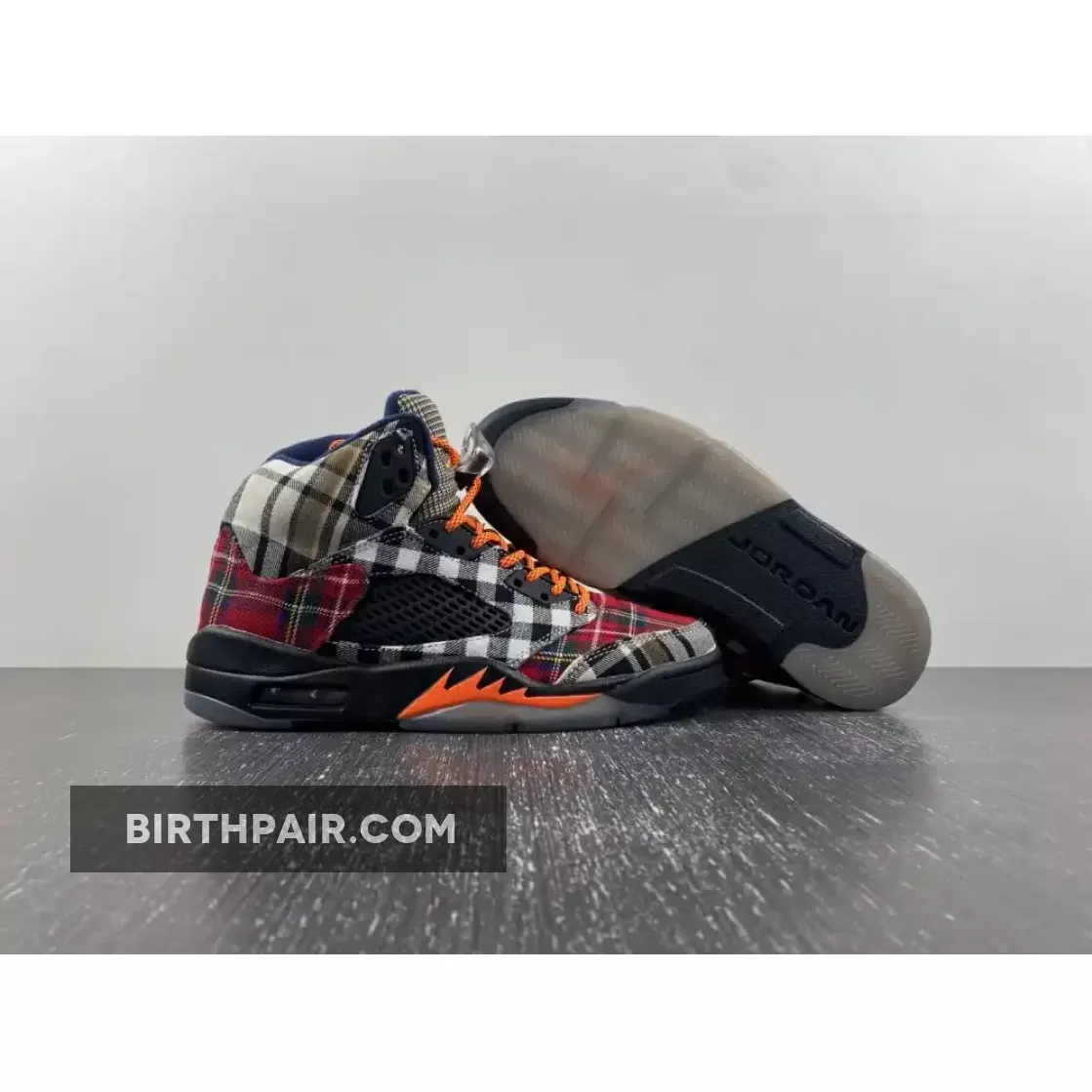 Air Jordan 5 Plaid Black/Total Orange New Sale