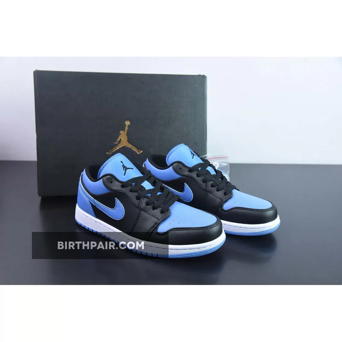 Air Jordan 1 Low Black/Black-University Blue-White 553558-041 For Sale