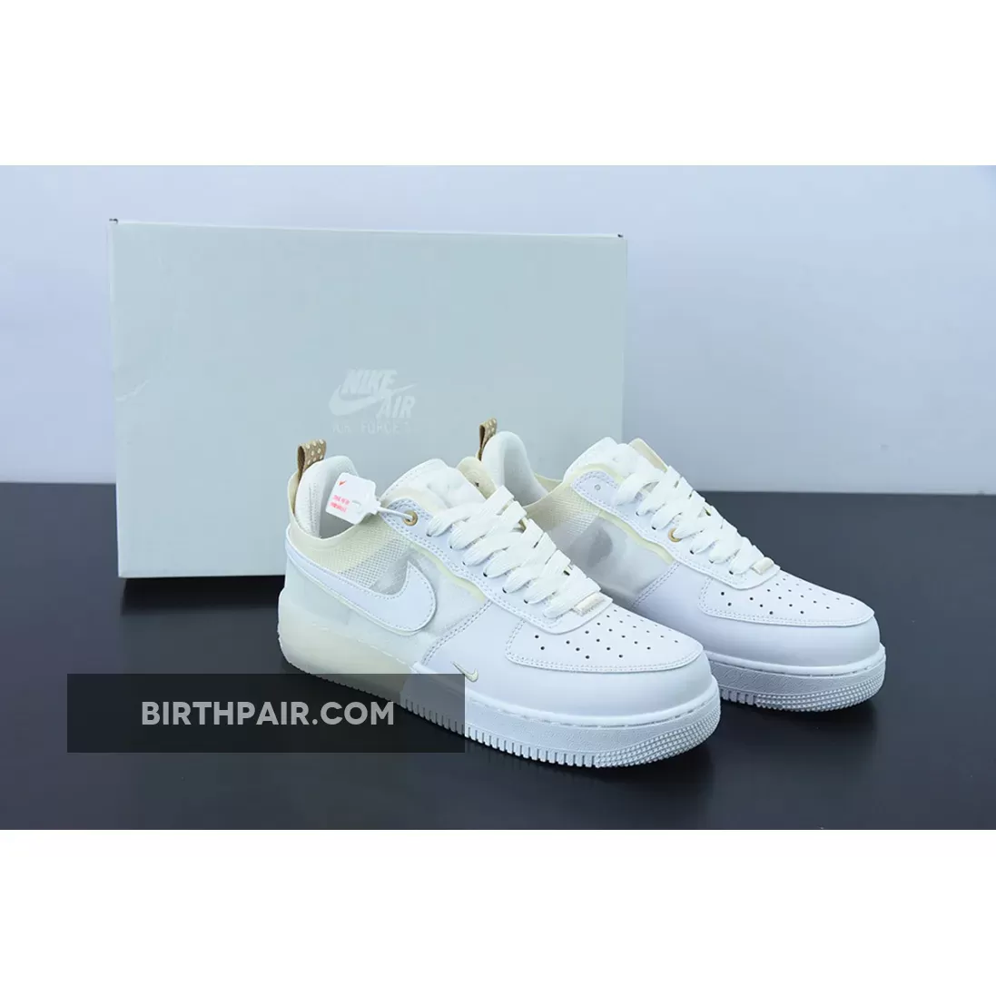 Nike Air Force 1 Low React White/Coconut Milk-Light Iron Ore DH7615-100 / Nike Air Force 1 React Coconut Milk