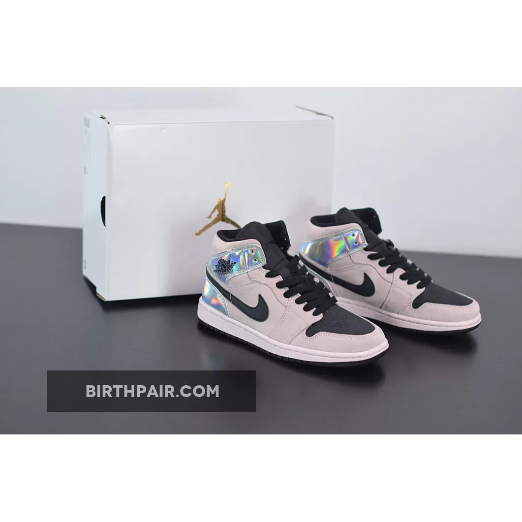 Jordan 1 Mid Iridescent Black WMNS BQ6472-602 / air jordan 1 mid barely rose