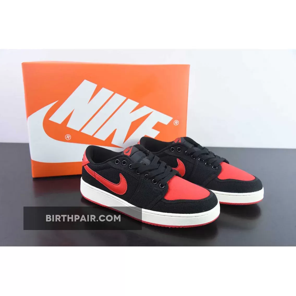 Ko Jordans Air Jordan 1 KO Low Bred Black/Varsity Red-White