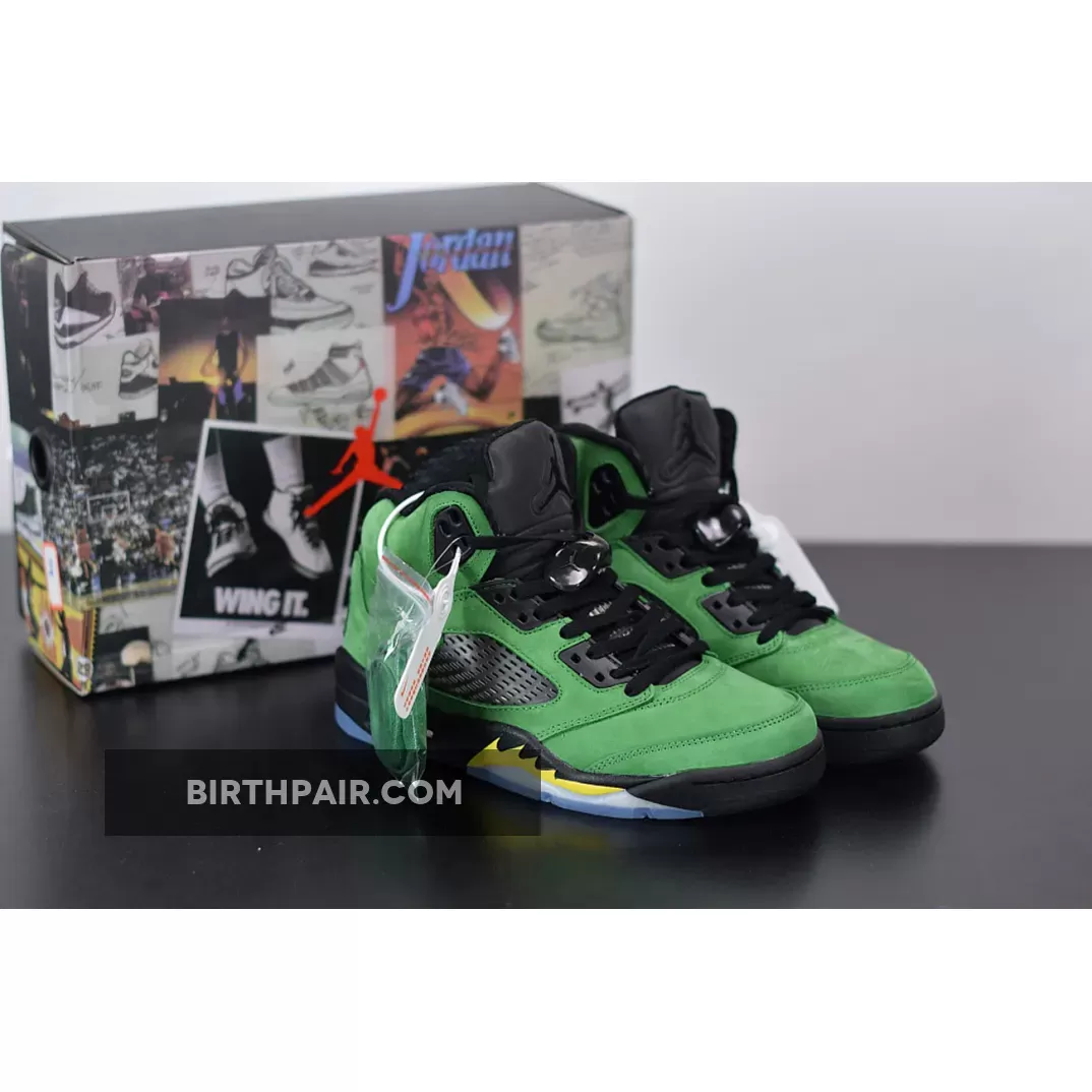 Air Jordan 5 SE 'Oregon' Apple Green/Black-Yellow Strike-Black Air Jordan 5 Green