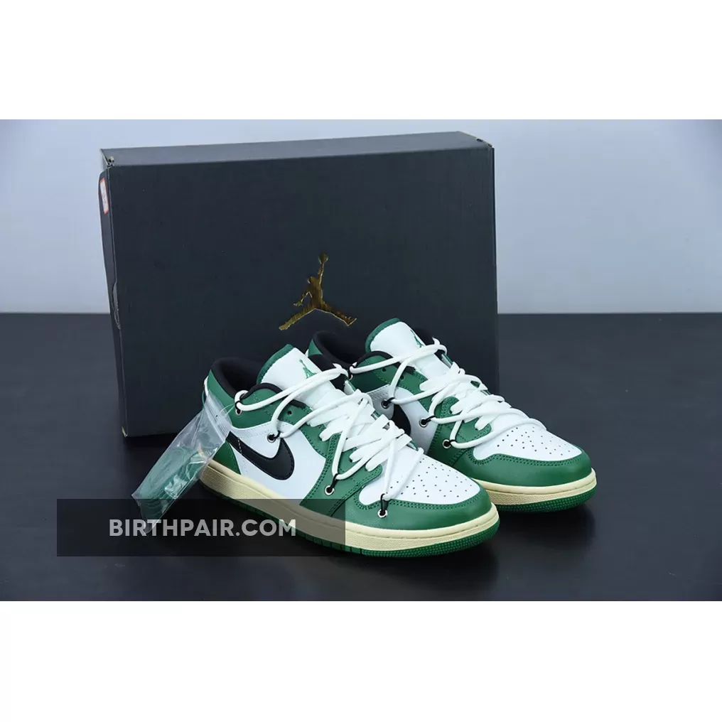 Green White Black Jordan 1 / Air Jordan 1 Low Pine Green White