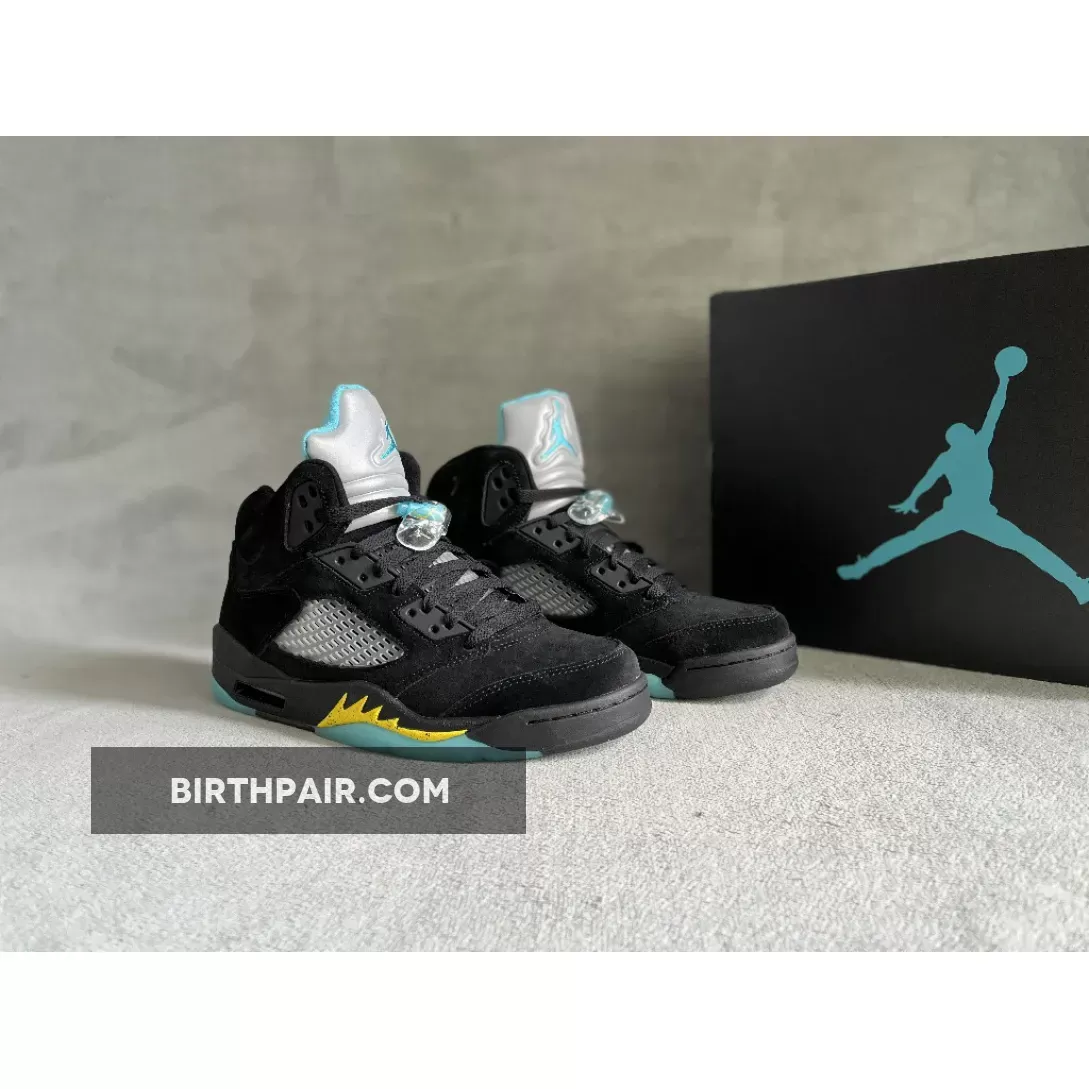 Air Jordan 5 'Aqua' Black/Aquatone-Taxi DD0587-047 #retro 5 black aqua