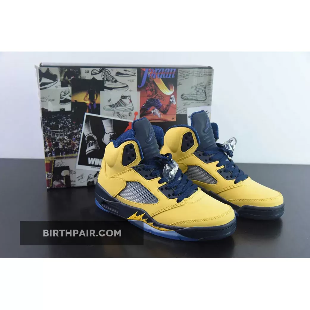 Air Jordan 5 Retro Se Michigan Amarillo/College Navy-Amarillo AJ5 Jordan 5 Yellow