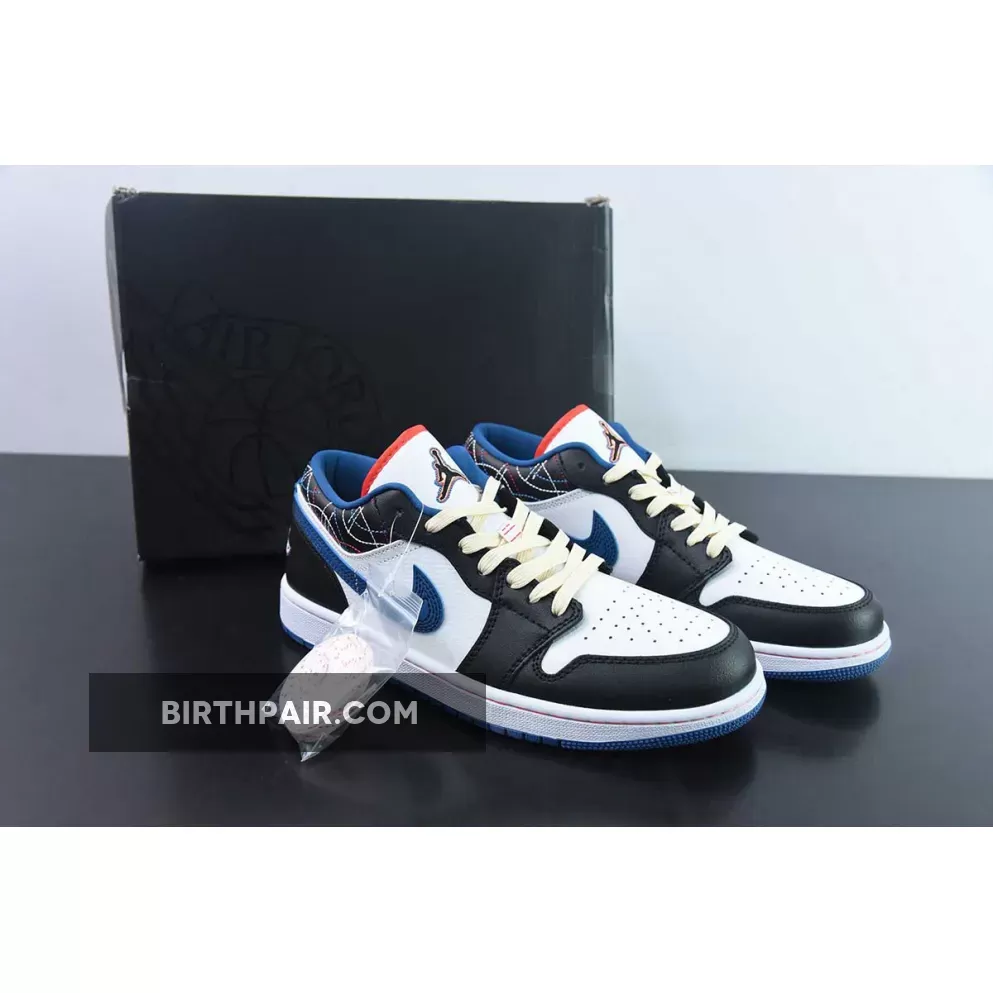 Air Jordan 1 Low White/Industrial Blue-Black-Siren Red